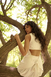 Pleated Back Bow Skirt Set