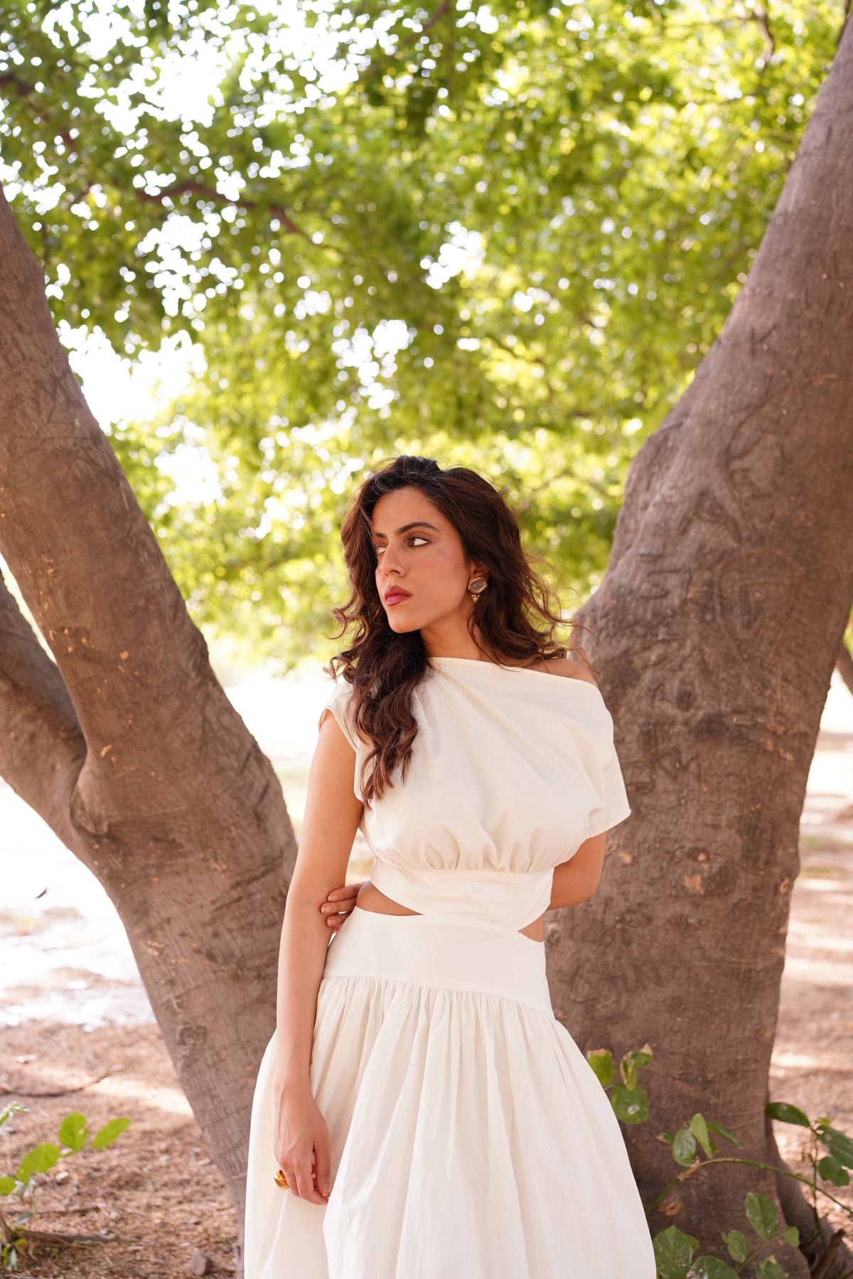Cream Cut Out Maxi